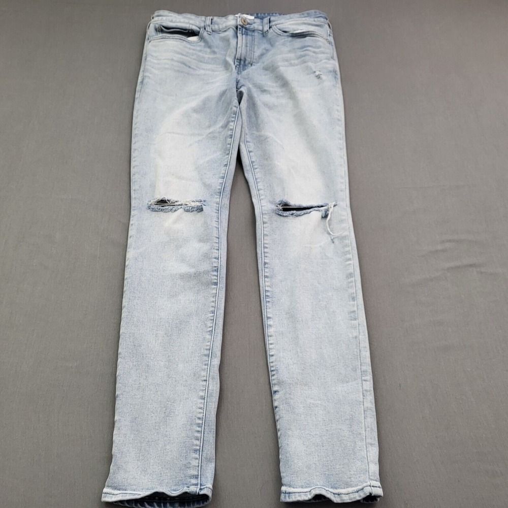 PacSun Stacked Skinny Jeans Mens 32x32 Light Wash Distressed Ripped Denim Blue